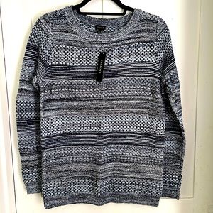 Talbots navy multi sweater. New with tags.  Medium. Long sleeves.
